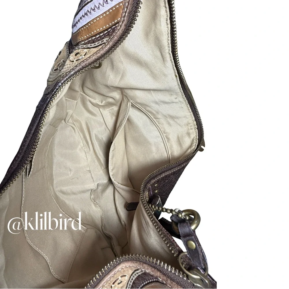 Coach Soho LRG Rivet Whipstitch Leather Hobo Bag Brown Boho Shoulder Purse 10478 - Picture 13 of 17